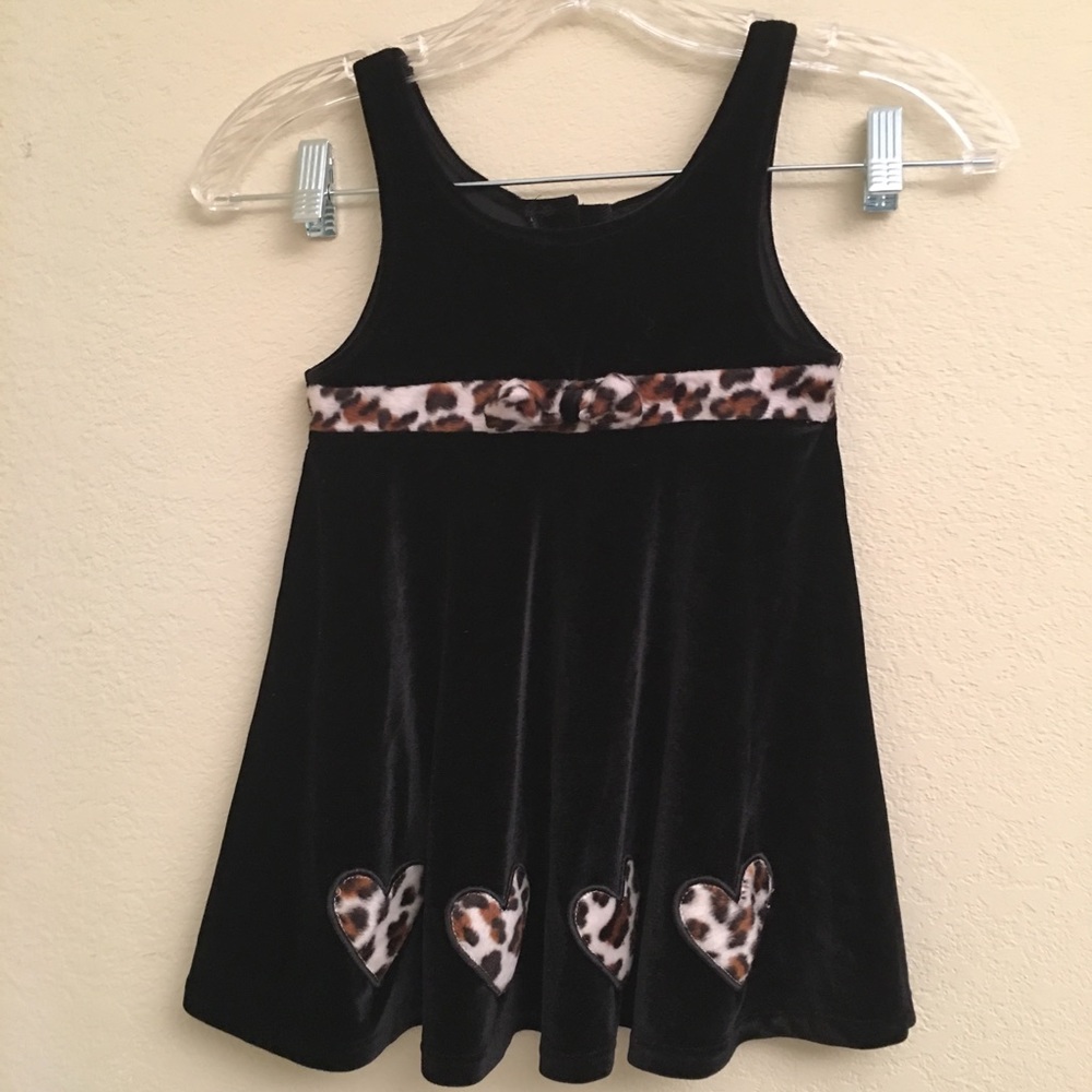 Toddler Faux Velvet Jumper Size 3T Leopard Trim